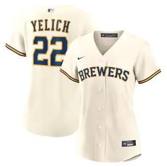 womens nike christian yelich cream milwaukee brewers home r